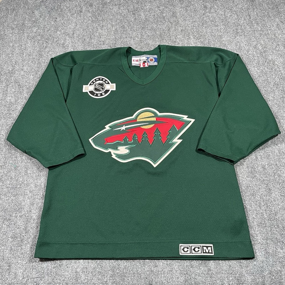 Vintage‎ Minnesota Wild CCM Hockey Jersey Mens Large Green Center Ice NHL #20
